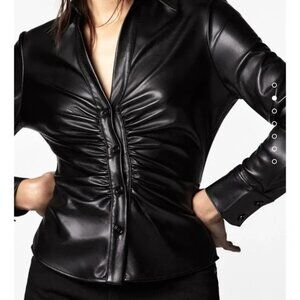 Zara Fitted Faux Leather Shirt